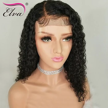 Elva Curly Hair Blonder Foran Menneskehår Parykker Pre Plukkede Hårgrænse Brasilianske Remy Hair Lace Wig Med Baby Hair Naturlige Farve 8-26