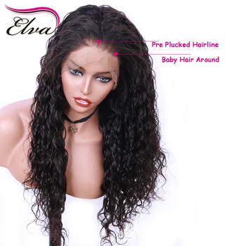 Elva Hår, Brazilian Remy Hair Lace Front Wig Glueless Vand Bølge Hår Pre Plukkede Hårgrænse Bleget Knob Menneskehår Parykker