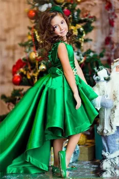 Emerald Grønne Piger Festspil Kjoler Høj Lav Prinsesse Blomst Piger Kjoler Til Bryllupper Dejlige Børn 2017 Første Altergang Kjoler