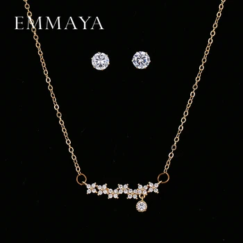 EMMAYA Mode Crystal Øreringe-Halskæde, Guld Sæt Farve Kæde Smykker Sæt Bryllup Smykker Valentine ' s Gave