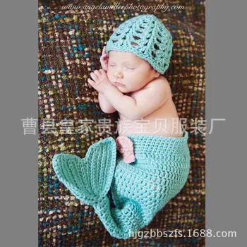 En dag baby, spædbarn og barn fotografering tøj vævet beklædning engros studio rekvisitter nye Havfrue