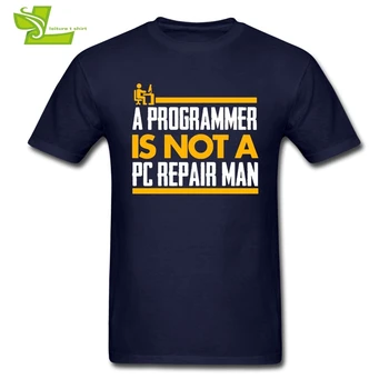 En Programmør Er Ikke En Pc Reparation Mand, T-Shirt Mand Korte Ærmer Bomuld Graphic Tee Voksen Top Hjem Bære Teenboys T-Shirt