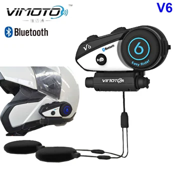 Engelsk Version Hjelm Bluetooth Headset Motorcykel Vimoto V6 Multi-funktionelle Stereo-Hovedtelefoner Til Mobiltelefon og GPS ' er, Radioer