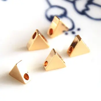 Engros 10 stk/masse guld farve trekant spacer golden løse perler smykker at gøre håndværk resultater DIY for kvinder