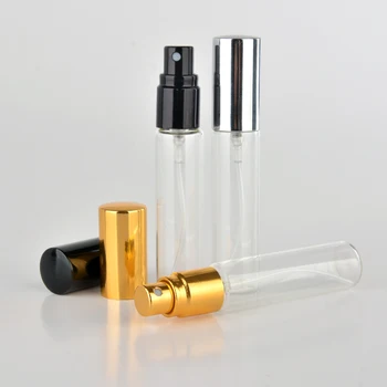 Engros-100 stk/Masse 10ML Bærbare Glas Genopfyldning Parfume Flaske Med Aluminium Forstøver Tom Parfum Tilfældet For Rejsende