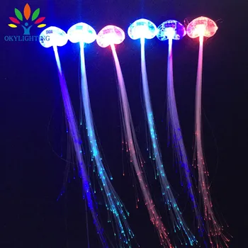Engros 100PCS Farverige lysende LED-Fletning Nyhed Lysende hår klip Dekoration Party Ferie Hår Forlængelse af optisk fiber