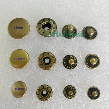 Engros 100pcs/lot 4 del messing metal-knappen foråret snap-knap tryklåse til jakker, jeans, bukser063004