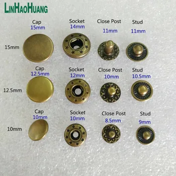 Engros 100pcs/lot 4 del messing metal-knappen foråret snap-knap tryklåse til jakker, jeans, bukser063004
