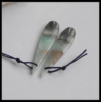 Engros 1Pairs natursten Amazonit Vand Drop Form Perle Øreringe 40x9x4mm 5,1 g Mode Smykker Kvinder Øreringe Tilbehør