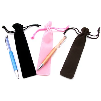 Engros 50stk/masse velvet pen taske pen pouch pen tilfældet med reb for sort/blå/rød,kaffe/pink farve til valg