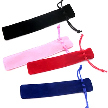 Engros 50stk/masse velvet pen taske pen pouch pen tilfældet med reb for sort/blå/rød,kaffe/pink farve til valg