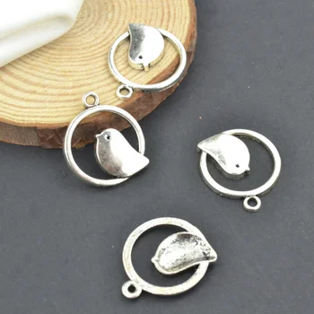 Engros 50stk/masser Metal tibetansk sølv charms fugl vedhæng passer diy Halskæder og armbånd til smykkefremstilling 25*21 3234