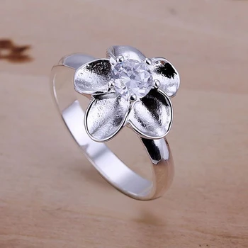 Engros 925 smykker sølv forgyldt ring, sølv mode smykker, Hvide Sten og Rose Ring /apvajhca apxajhea R117