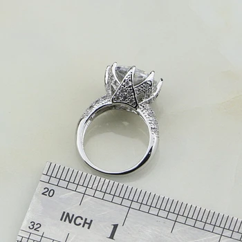 Engros 925 Sterling Sølv Smykker, Hvide Cubic Zirconia Kostume Smykker Sæt Til Kvinder Bryllup Øreringe/Vedhæng/Halskæde/Ring
