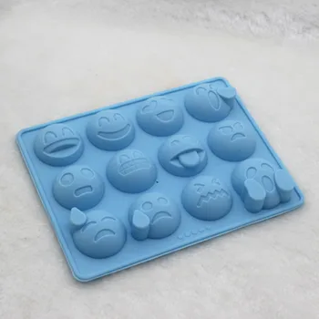 Engros/detail,gratis forsendelse, 12 hul QQ ansigt smil dukke jelly pudding chokolade Silikone forme bagning værktøj