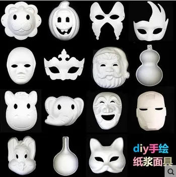 Engros ,gratis forsendelse, Party supplies /Halloween Masker/Hvid miljøvenlig papirmasse /PVC-maske