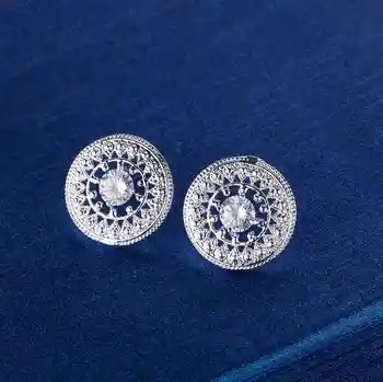 Engros-Gratis Fragt øreringe i sølv forgyldt mode smykker cyklisk ringformede indlagt krystal Øreringe/axeajola GY-AE389