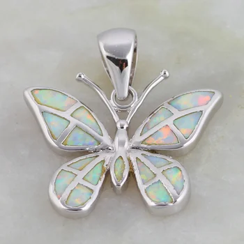 Engros i Høj kvalitet Sølv Hvid ild opal vedhæng sommerfugl vedhæng til kvinder mode smykker P118