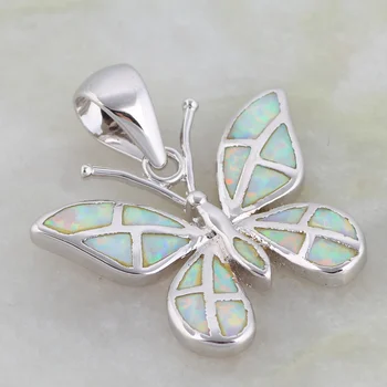 Engros i Høj kvalitet Sølv Hvid ild opal vedhæng sommerfugl vedhæng til kvinder mode smykker P118
