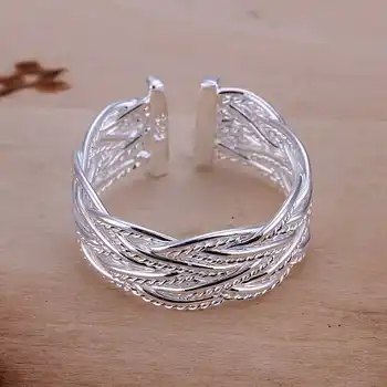 Engros Mode smykker sølv forgyldt ring, 925 stempel smykker i sølv, forgyldt mode smykker ring Små Web-Ring-Åbnet