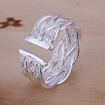 Engros Mode smykker sølv forgyldt ring, 925 stempel smykker i sølv, forgyldt mode smykker ring Små Web-Ring-Åbnet