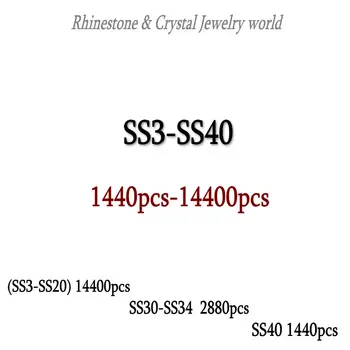 Engros-SS3-SS40 1440-14400PCS/PAKNINGER Crystal AB 3D Nail Art Dekoration rhinestones lim på flatback Tøj rhinestone
