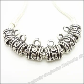 Engros vintage 110pcs Tibetansk sølv skåret alloy Perler Charme Passer Europa-Diy Armbånd perler smykker resultater