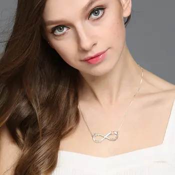 Engroshandel Sterling Sølv Hjerte Brand Infinity-Halskæde med Tre Navne Infinity Navneskilt Mode Gave til Mor