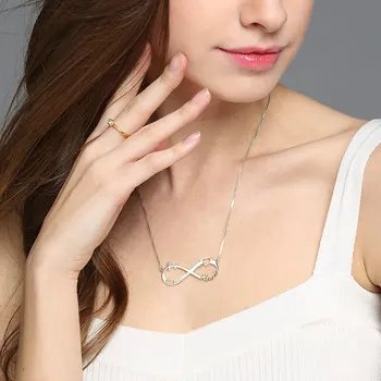 Engroshandel Sterling Sølv Hjerte Brand Infinity-Halskæde med Tre Navne Infinity Navneskilt Mode Gave til Mor
