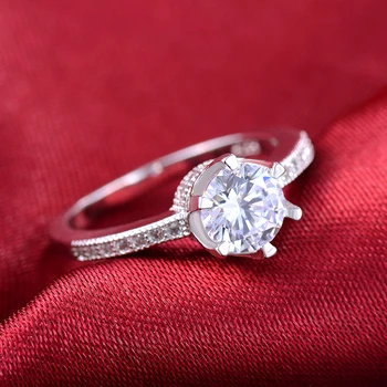 Enkel AAA rhinestone ringe til kvinder sølv 925 smykker bryllup engagement ring Østrigske krystal anillos femme engros DD118
