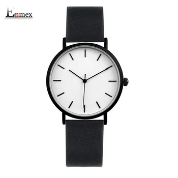 Enmex cool stil dame armbåndsur Kort mode, enkel, elegant Sort og hvidt ansigt Mat tekstur kvarts ur mode ur