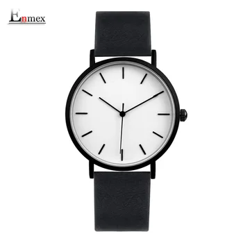 Enmex cool stil dame armbåndsur Kort mode, enkel, elegant Sort og hvidt ansigt Mat tekstur kvarts ur mode ur