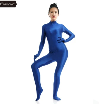Ensnovo Blå Spandex Zentai Full Body Huden Stram Buksedragt Zentai Dragt, Bodysuit Kostume Til Kvinder Unitard Lycra Dancewear