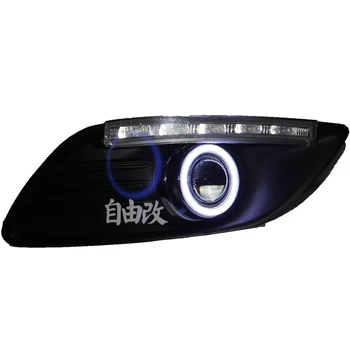 EOsuns COB Angel eye + LED kørelys KØRELYS + tågelys med projektorens Linse for ford focus 2 sedan 2009-11, coupe 2008