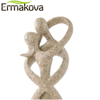 ERMAKOVA Sandsten Abstrakt Kunst Kys Par Statue Elskere Figur Naturlige Sandsten Håndværk Valentine ' s Gave Hjem Bryllup Indretning