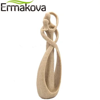 ERMAKOVA Sandsten Abstrakt Kunst Kys Par Statue Elskere Figur Naturlige Sandsten Håndværk Valentine ' s Gave Hjem Bryllup Indretning