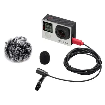 ESMIC-01G Lavalier Mikrofon Clip-on Omni-directional kondensatormikrofon til GoPro HERO 3 3+ 4 5 med Vinden Muff VS SR-GMX1