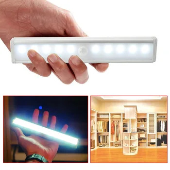 Espow 10 LED IR Infrarød bevægelsesdetektor Wireless Sensor Belysning Skab Nat Batteri Lampe Garderobe Skab Lys 3-PAK