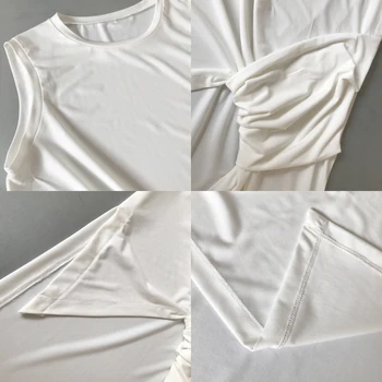 Et Evigt 2018 Nyheder Kvinder Toppe O-Hals uden Ærmer Hvid Lang T-Shirts Uregelmæssige Folder Split Casual t-Shirts T-Shirt Til Kvinder AFF2028