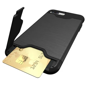 Etui Til Apple iPhone 7/7 Plus/6/6s/6 Plus Dække Plast Hybrid Rustning Hard Card Slot stand holder Telefonen beklædning funda coque capa