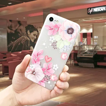 Etui til Apple iPhone 8 8plus 7 7Plus 3d Prægning af Blød Silikone, Tpu cherry Flamingo blomst fugl soft Cover til iphone 6 6s plus