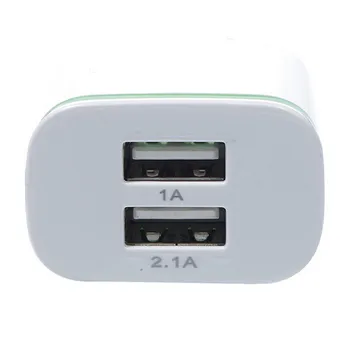 EU Stik 2,0/1,0 A Output Oplader Dobbelt USB-Porte LED Lys Hurtigt Power Adapter-Kompatibel Til iPhone Mobiltelefoner #S