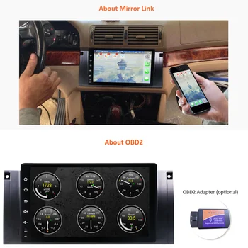 Eunavi 1 Din Android 7.1 HD 1024*600 Bil Radio Stereo Bil GPS Navigation 9 tommer Til BMW E53 E39 X5 med WiFi, 3G-Audio Afspiller BT