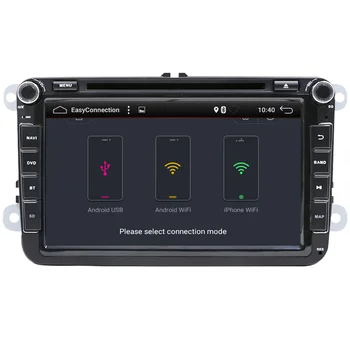Eunavi 2 Din 8 tommer Quad core Android 7.1 bil dvd til VW Jetta Polo Tiguan passat b6 cc fabia spejl link wifi Radio-CD ' en i streg