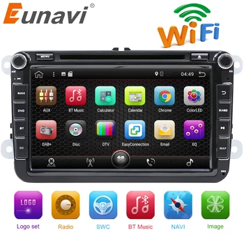 Eunavi 2 Din 8 tommer Quad core Android 7.1 bil dvd til VW Jetta Polo Tiguan passat b6 cc fabia spejl link wifi Radio-CD ' en i streg