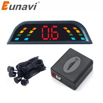 Eunavi Bil Auto Parktronic LED Parkering Sensor Med 4 Sensorer Omvendt Backup Bil Parkering Radar Skærm Detektor System Baggrundsbelysning