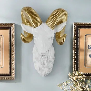 Europa-simulering dyr dekoration hjorte hovedet stereo kreative stue vægmaleri harpiks håndværk vægtæppe