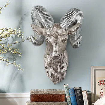 Europa-simulering dyr dekoration hjorte hovedet stereo kreative stue vægmaleri harpiks håndværk vægtæppe