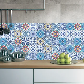 Europæisk stil Efterligning keramiske fliser Gulv Væg Sticker Stue Køkken Badeværelse Efterligne Fliser, Trægulv Wall Stickers
