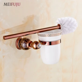 Europæisk stil Marmor Toilet Børste Rose Guld Belagt Hvid Jade Toilet børste Badeværelse Produkter, Badeværelse nyttigt for badekar